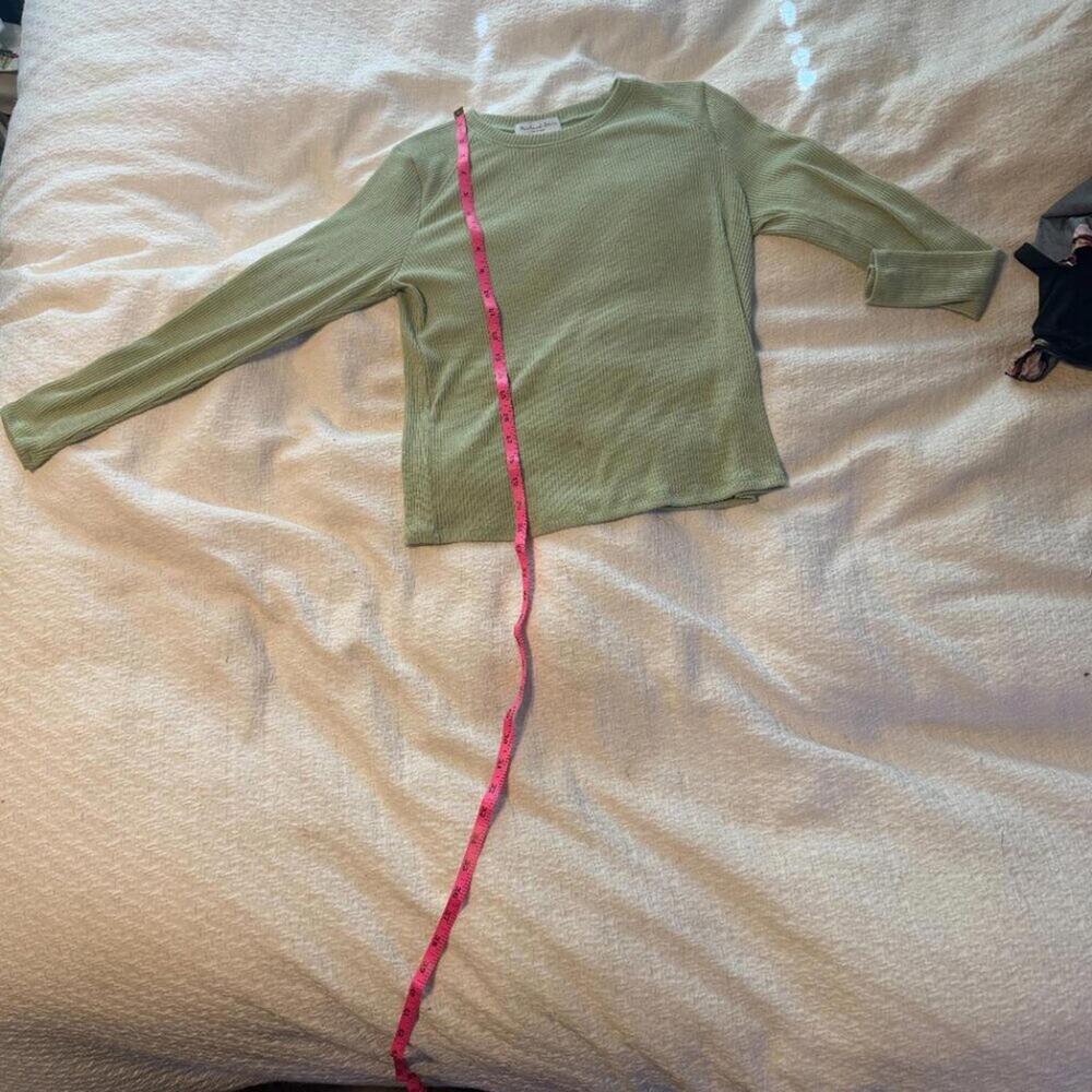Michael Stars Light Green Ribbed Long Sleeve Top